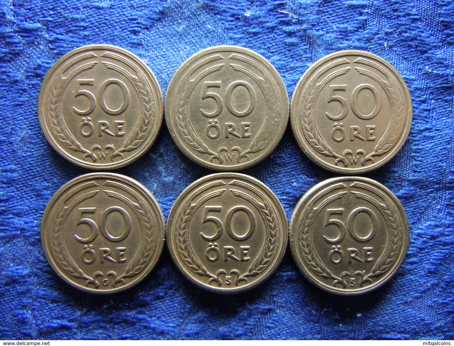 SWEDEN 50 ORE 1920, 1921, 1924, 1940, 1946, 1947, KM796 (6) - Svezia