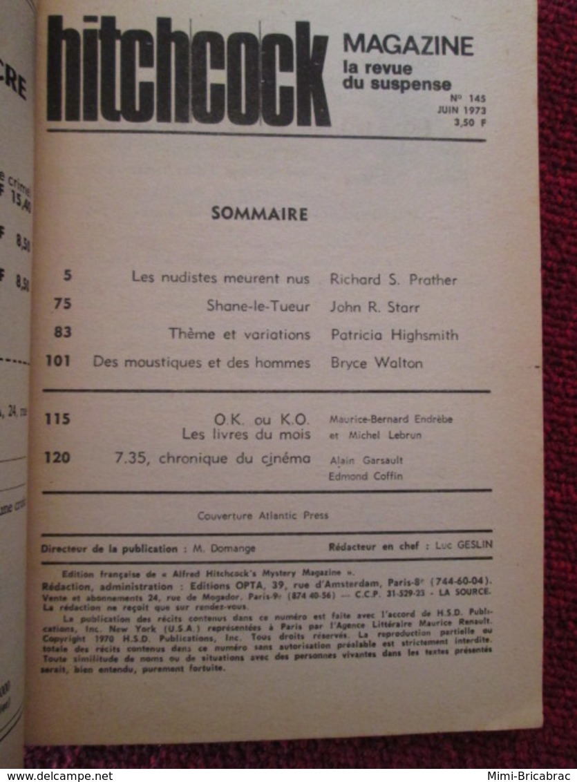 POL2013/4 OPTA / ALFRED HITCHCOCK  MAGAZINE LA REVUE DU SUSPENSE N°145 DE 1973 - Opta - Hitchcock Magazine