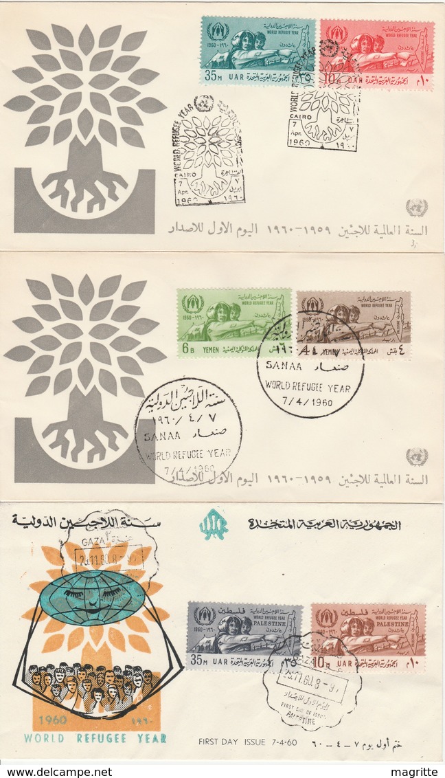 Egypte Yemen Palestine FDC 's Année Internationale Des Réfugiés 1960 Emission Commune International Year Of Refugees - Gezamelijke Uitgaven