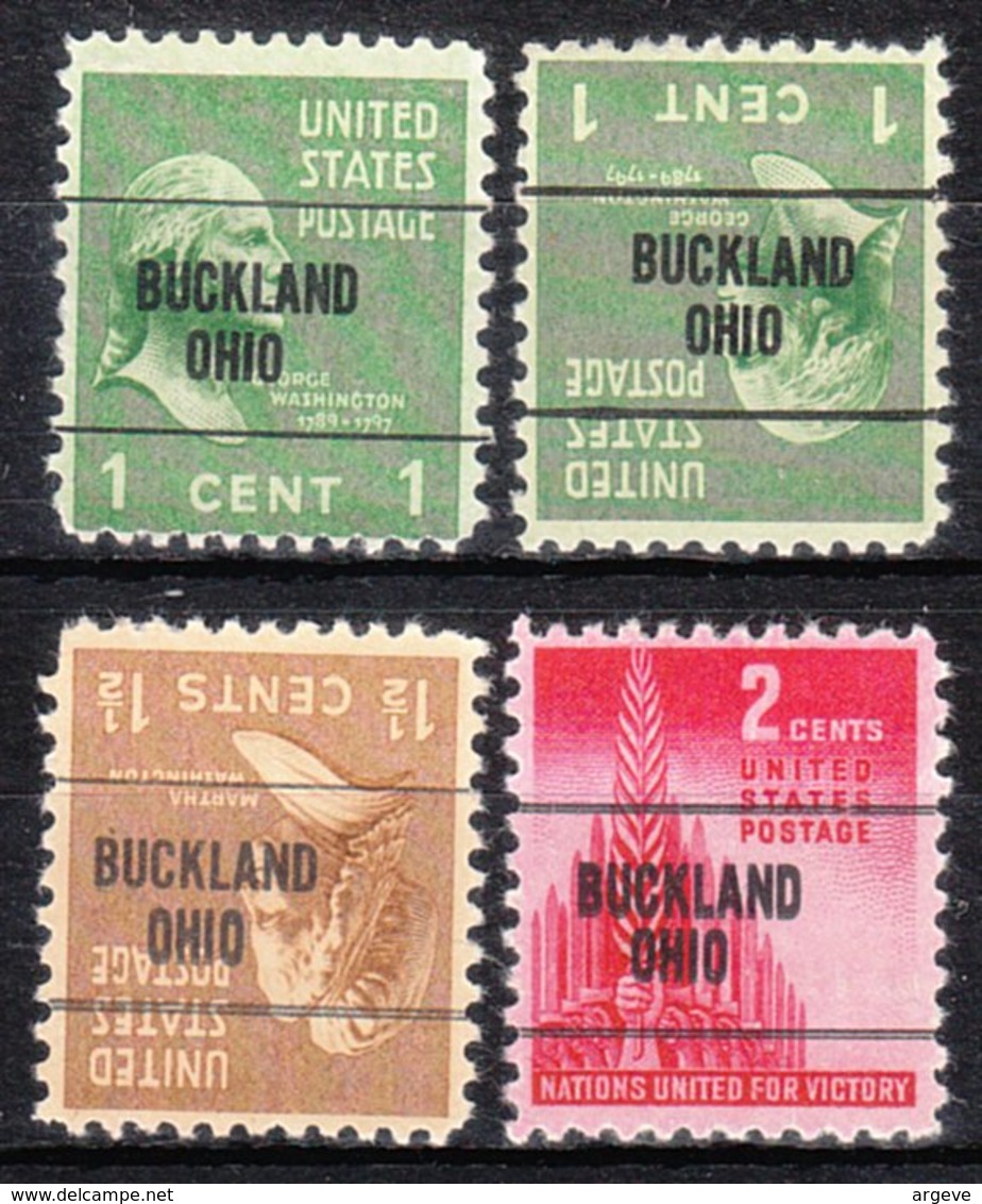 USA Precancel Vorausentwertung Preo, Locals Ohio, Buckland L-1 TS, 4 Diff. - Vorausentwertungen