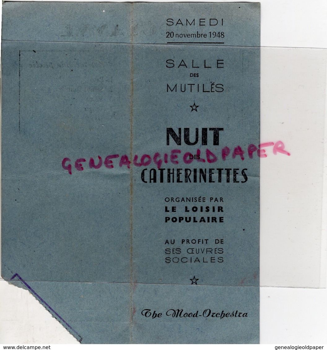 87 LIMOGES-  PROGRAMME NUIT DES CATHERINETTES-THE MOOD ORCHESTRA-ROGER MORIC-SALLE DES MUTILES-20 NOV. 1948- - Programme