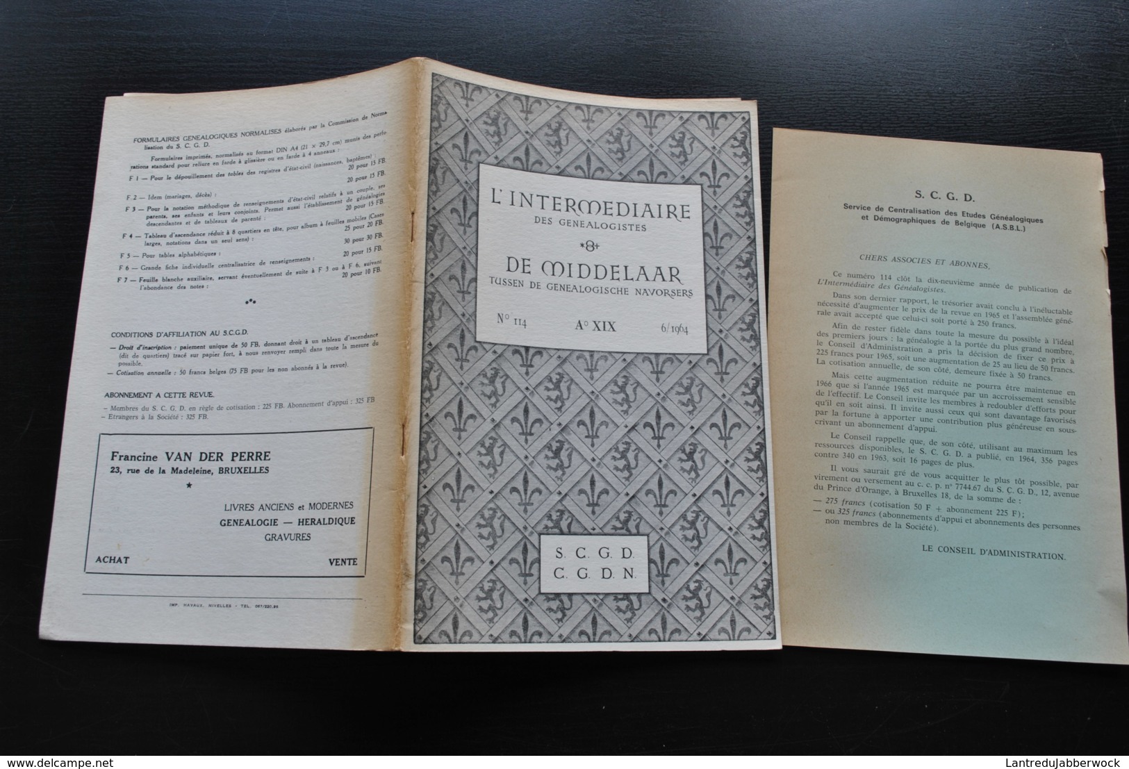 L'INTERMEDIAIRE DES GENEALOGISTES 114 1964 Généalogie Héraldique VESALE DE HANSART Lessines Stellingwerff Epinoy Antoing - Histoire