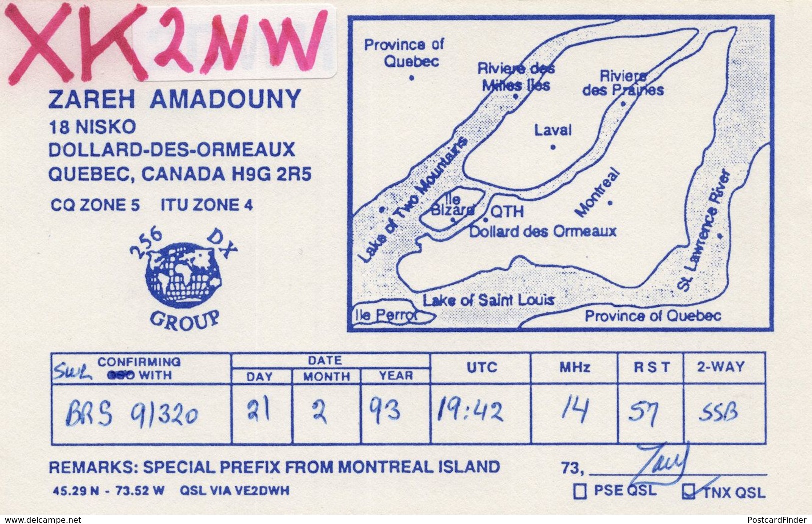 Dollard Des Ormeaux Quebec Canada QSL Radio Card - Altri & Non Classificati