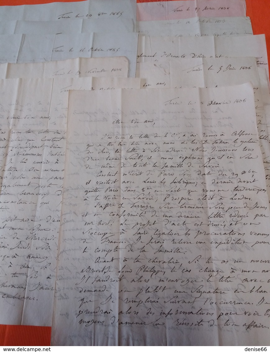 1806/45 11 Lettres De TURIN à DESPINE Père, Inspecteur Des EAUX THERMALES à AIX En SAVOIE - Politique - Documents Historiques