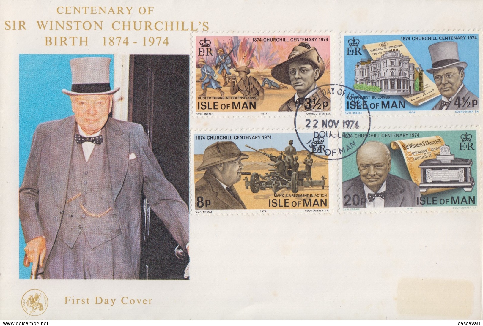 Enveloppe  FDC  1er  Jour   ILE  DE  MAN    Sir   Winston  CHURCHILL    1974 - Sir Winston Churchill