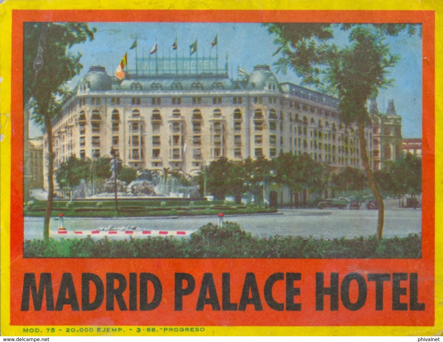 ETIQUETAS DE HOTEL / PUBLICIDAD - MADRID PALACE HOTEL - Hotel Labels