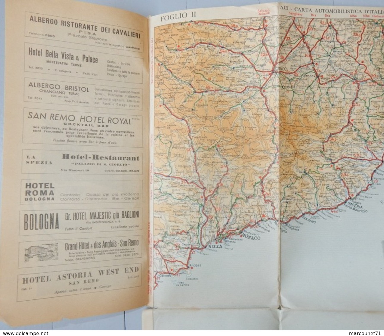 ANCIENNE CARTE ROUTIÈRE ACI ITALIE ANNÉES 50 CARTA AUTO MOBILISTICA D'ITALIA FOGLIO 2 AGIP ORMA - Cartes Routières