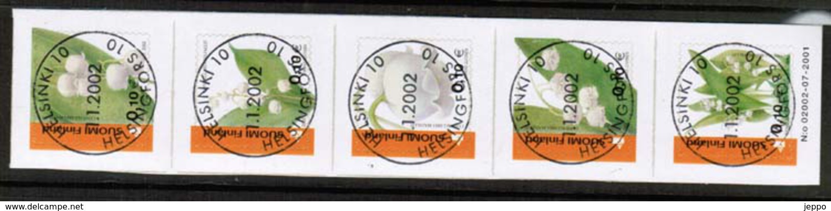 2002 Finland 0,10 &euro; Flowers Strip Fine Used - Gebruikt