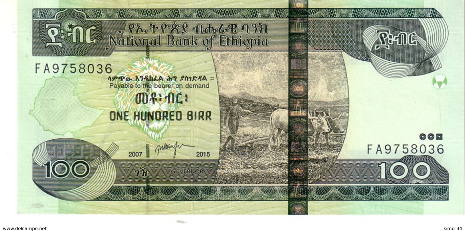 Ethiopia P.52g 100 Birr 2015  Unc - Etiopía