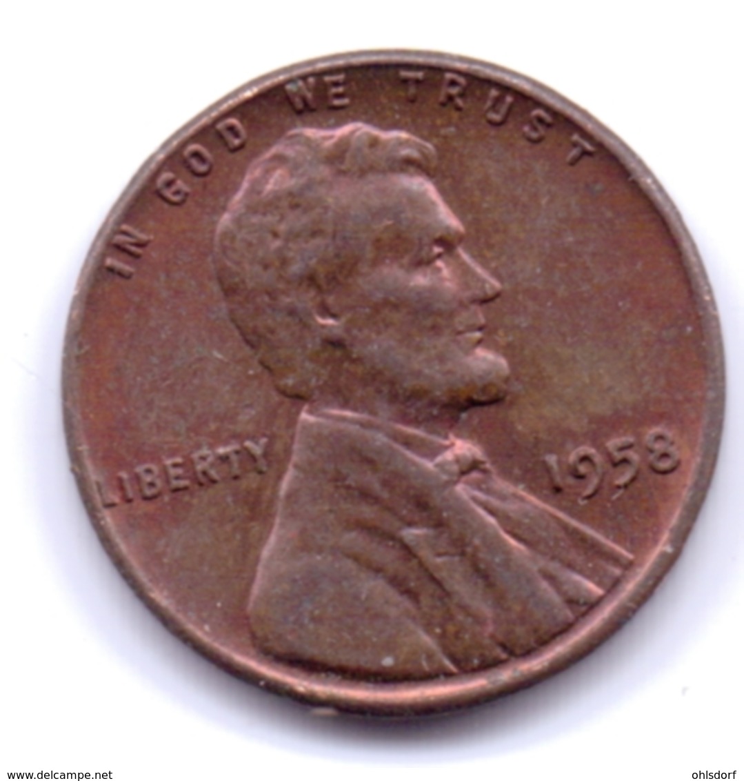 U.S.A. 1958: 1 Cent, KM 132 - 1909-1958: Lincoln, Wheat Ears Reverse