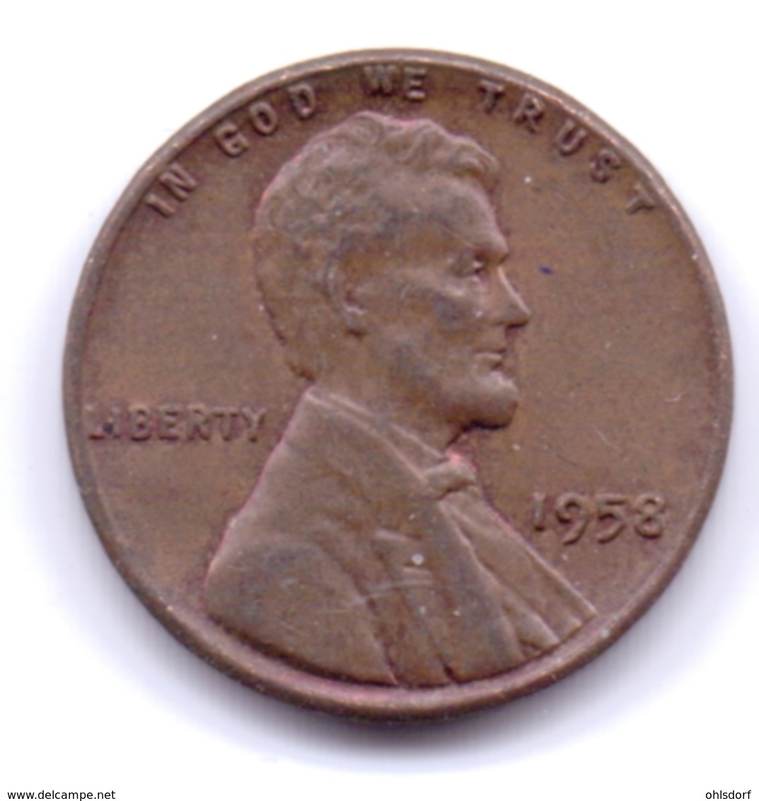 U.S.A. 1958: 1 Cent, KM 132 - 1909-1958: Lincoln, Wheat Ears Reverse