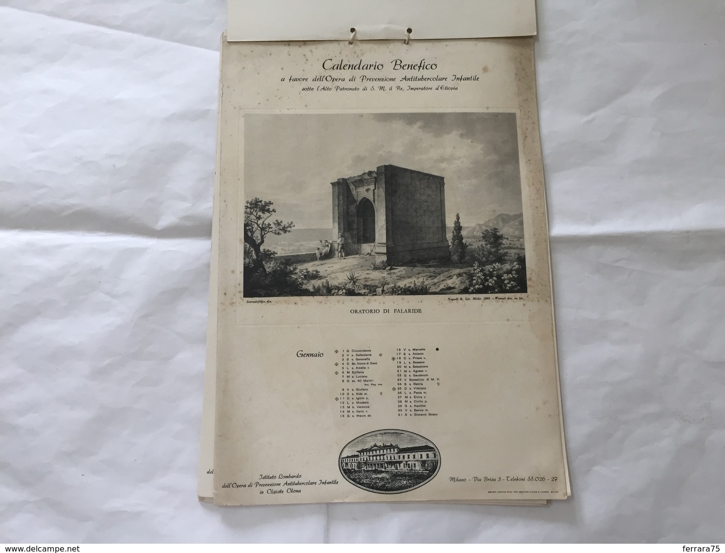 CALENDARIO BENEFICO 1942 MONUMENTI ROMA  OPERA ANTITUBERCOLARE OLGIATE OLONA - Grand Format : 1921-40