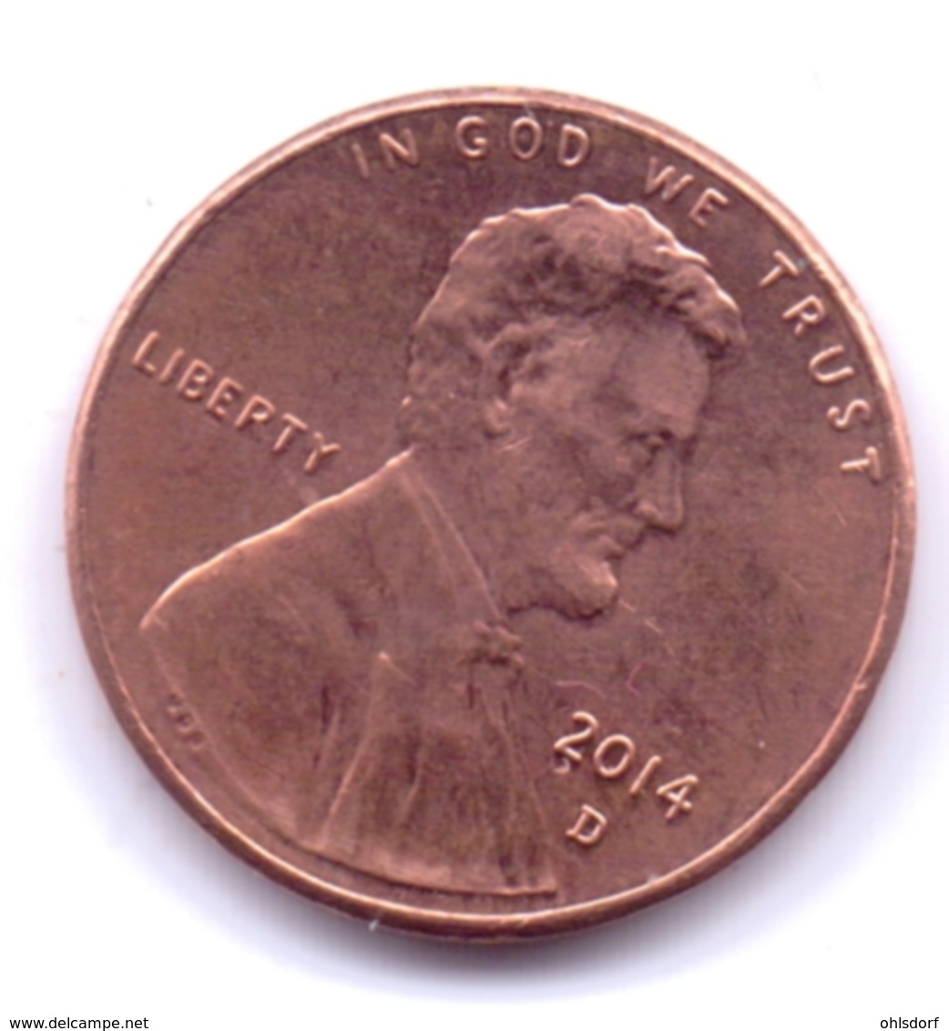 U.S.A. 2014 D: 1 Cent, KM 468 - 1959-…: Lincoln, Memorial Reverse