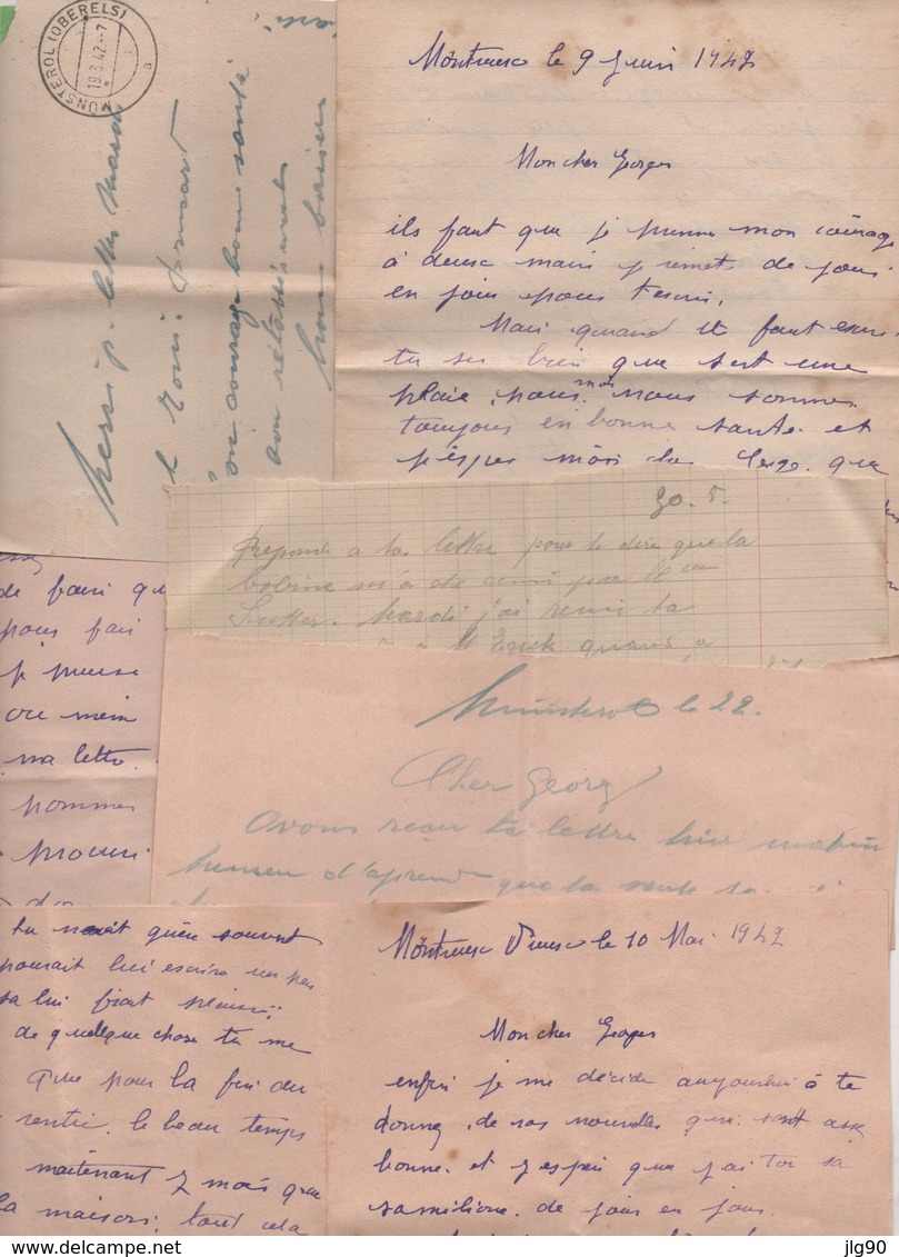 11 Courriers 01 à 06/42 (23 Feuilles) Mère à Son Fils Arbeitsmann Enrolé D'office, Montreux-Vieux (68) à Strasbourg - Guerra De 1939-45