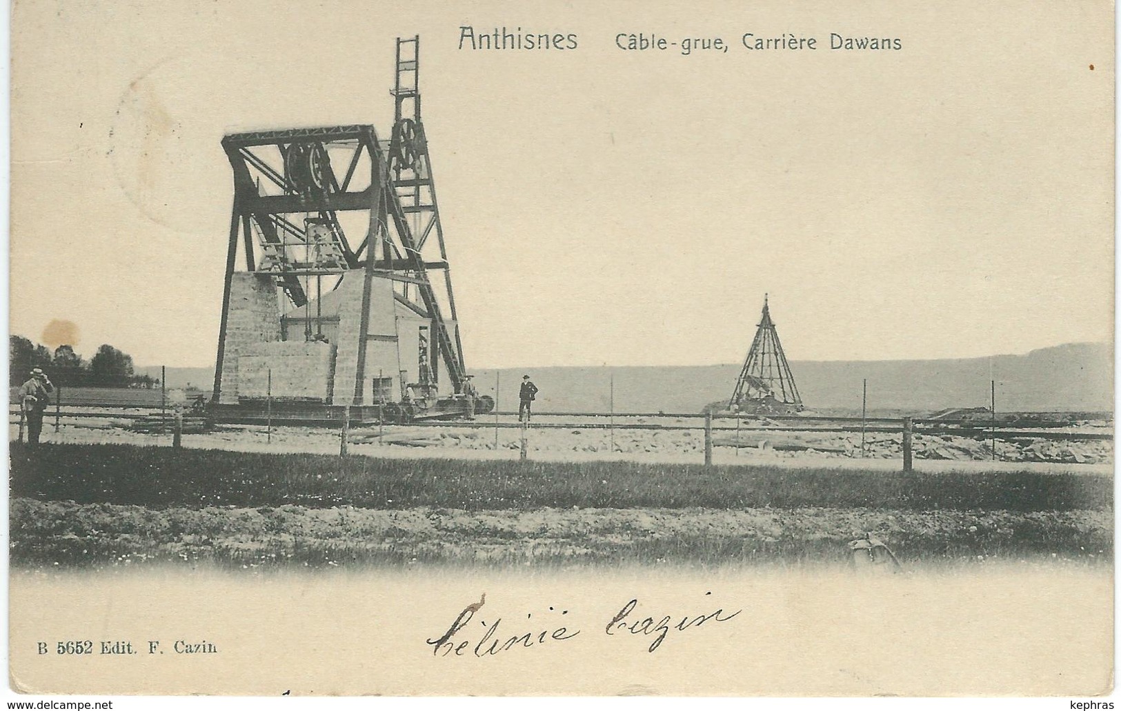 ANTHISNES : Câble-Grue - Carrière Dawans - RARE CPA - Cachet De La Poste 1906 - Anthisnes