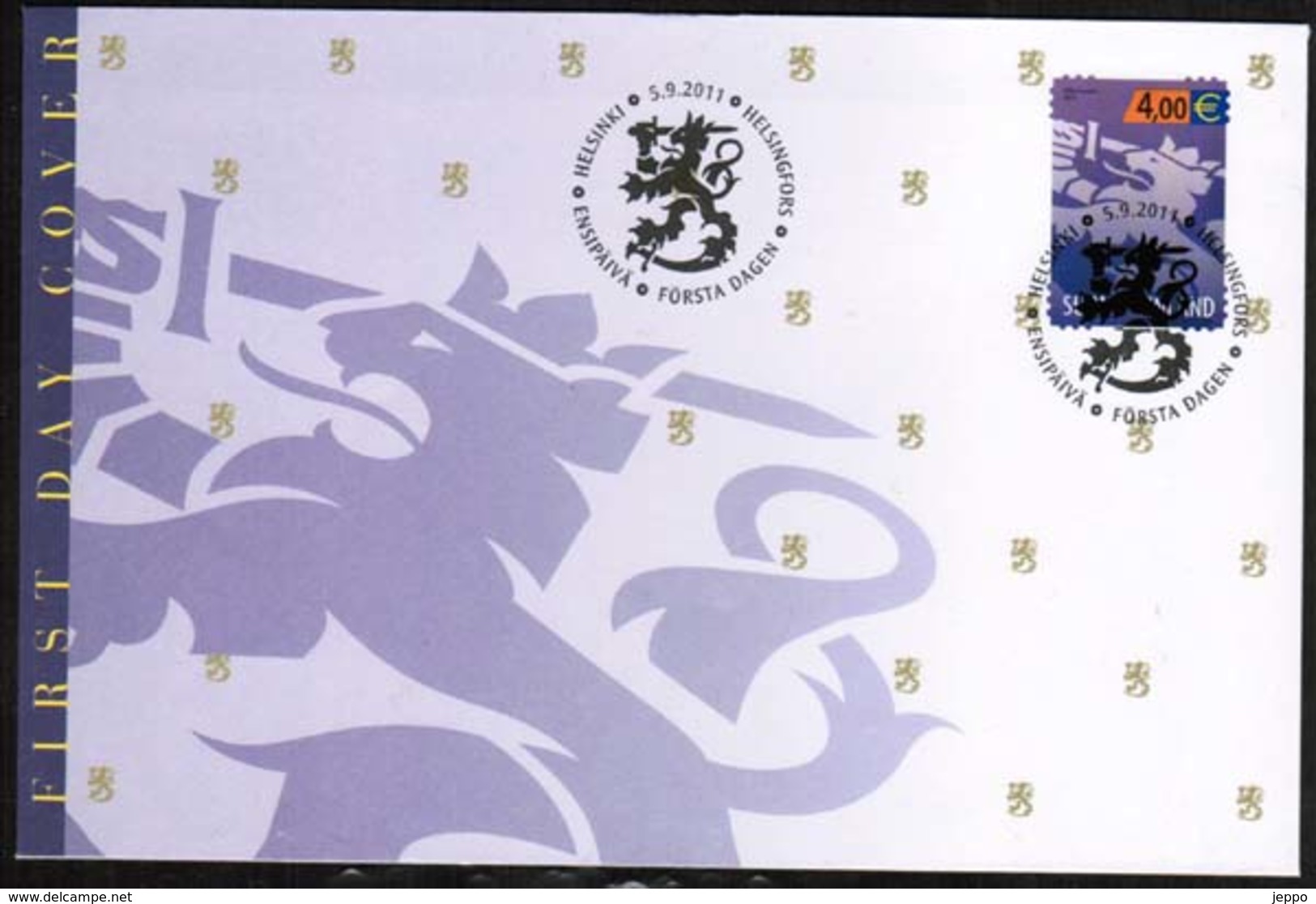 2011 Finland, 4 € Violet Lion  FDC. - FDC