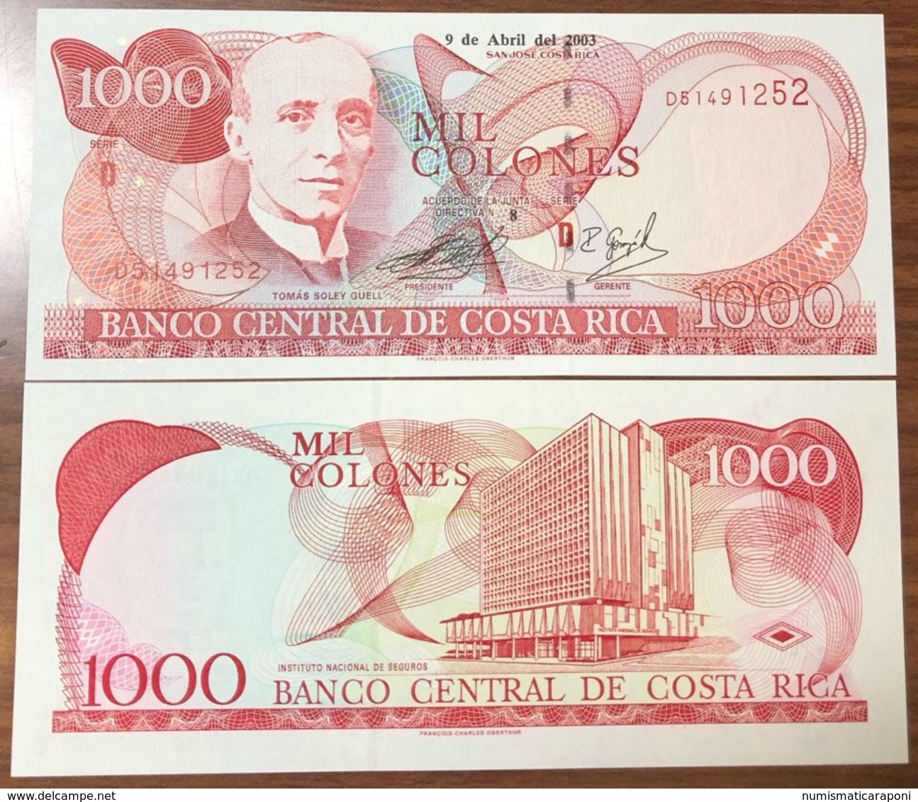 COSTA RICA 1000 COLONES 2003 UNCIRCULATED PICK #264d Lotto.942 - Costa Rica