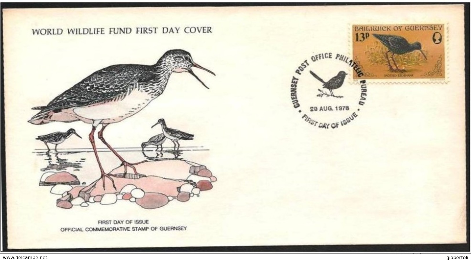 Guernsey - FDC - Annullo Magnanina, Cancellation Dartford Warbler, Annullation Fauvette Pitchou - Mechanical Postmarks (Advertisement)
