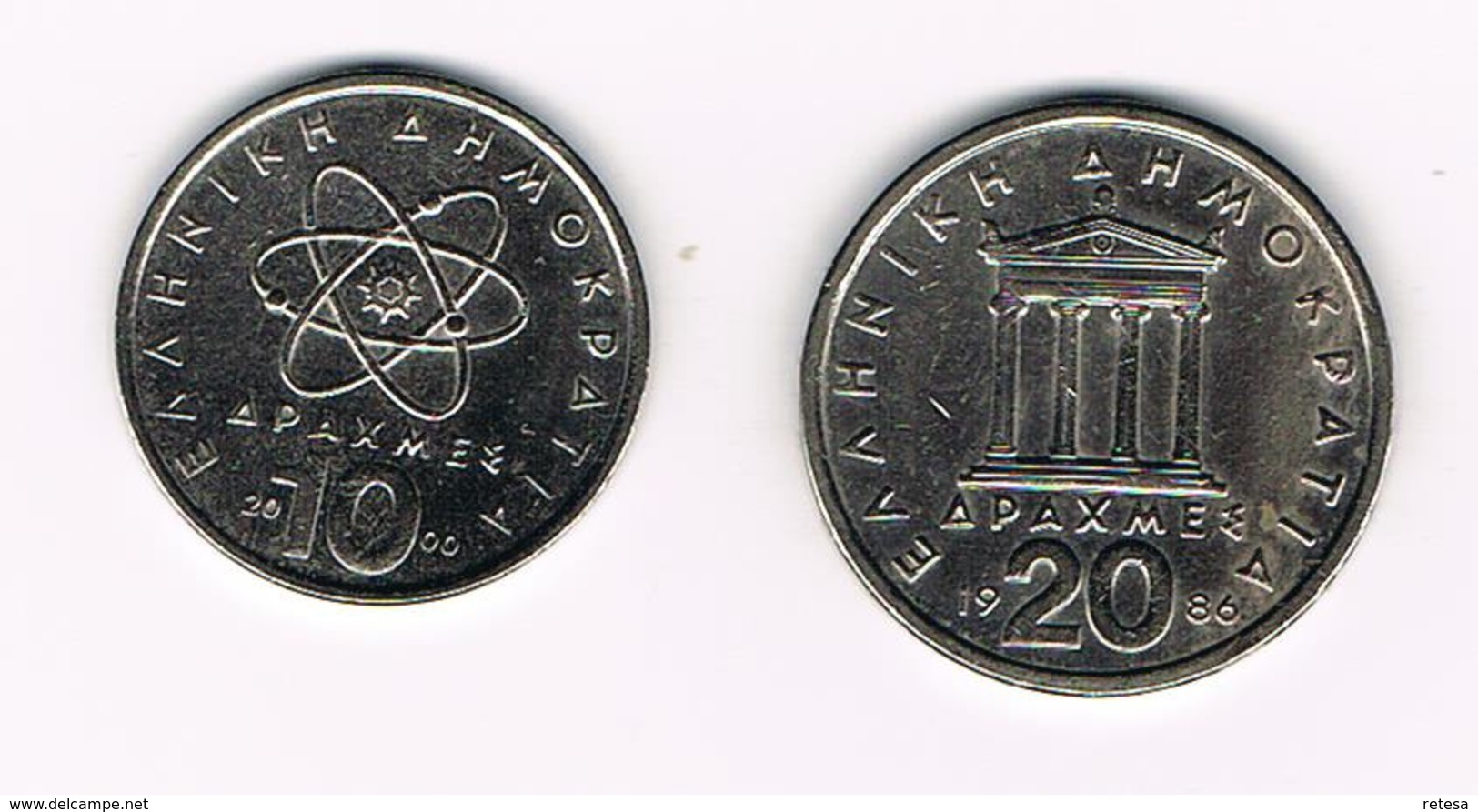 -&  GRIEKENLAND  10 En 20  DRACHMES  2000/1986 - Griekenland