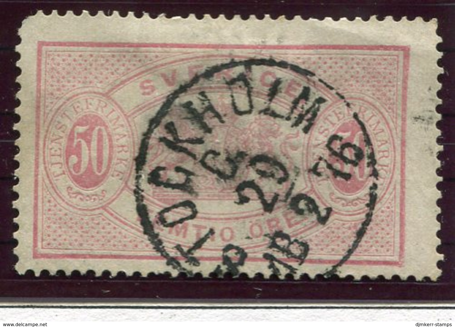 SWEDEN 1874 Official 50 Öre Perforated 14, Used, . Michel 10A - Oficiales