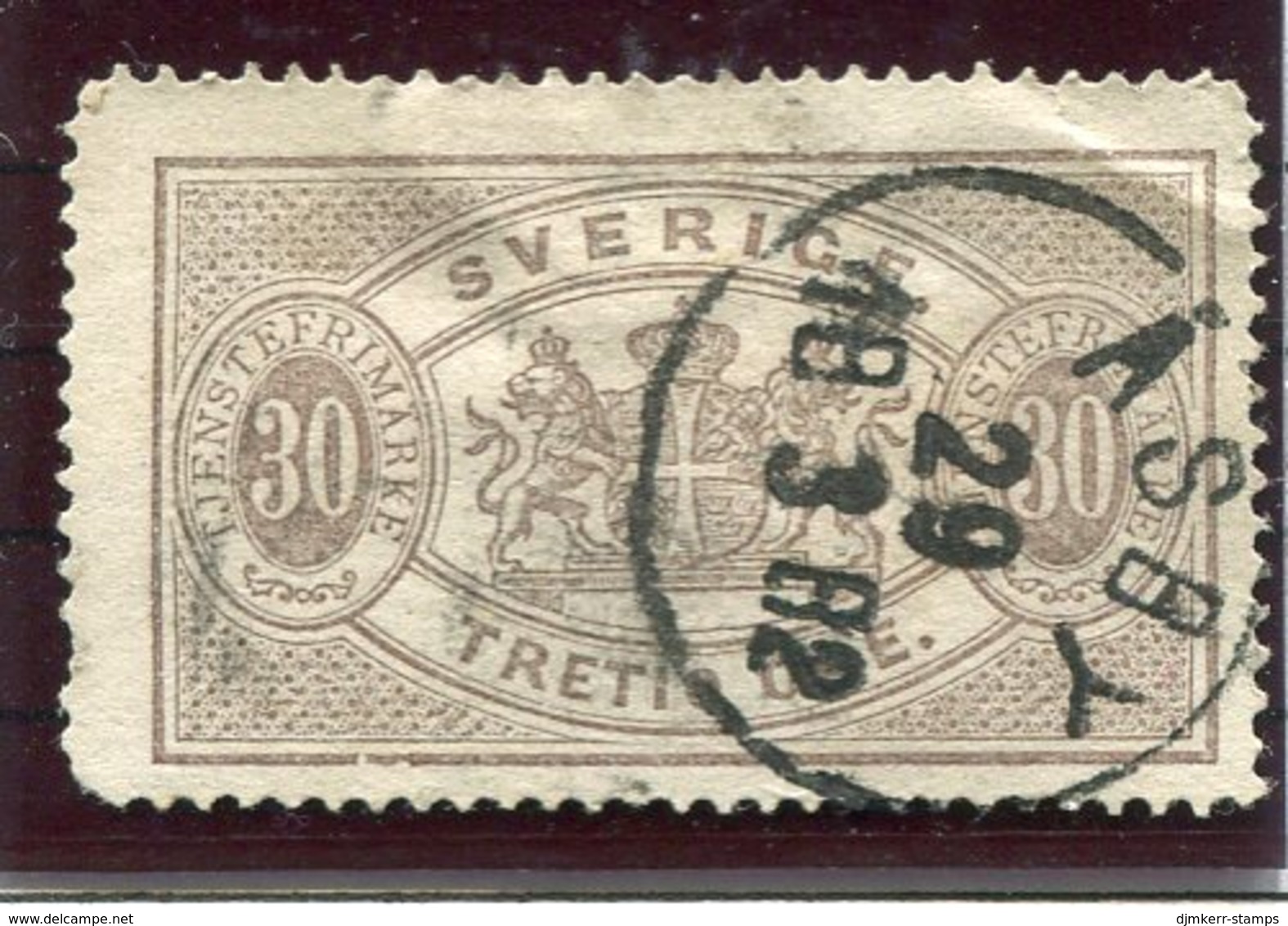 SWEDEN 1874 Official 30 Öre Perforated 14, Used, . Michel 9Ab - Officials