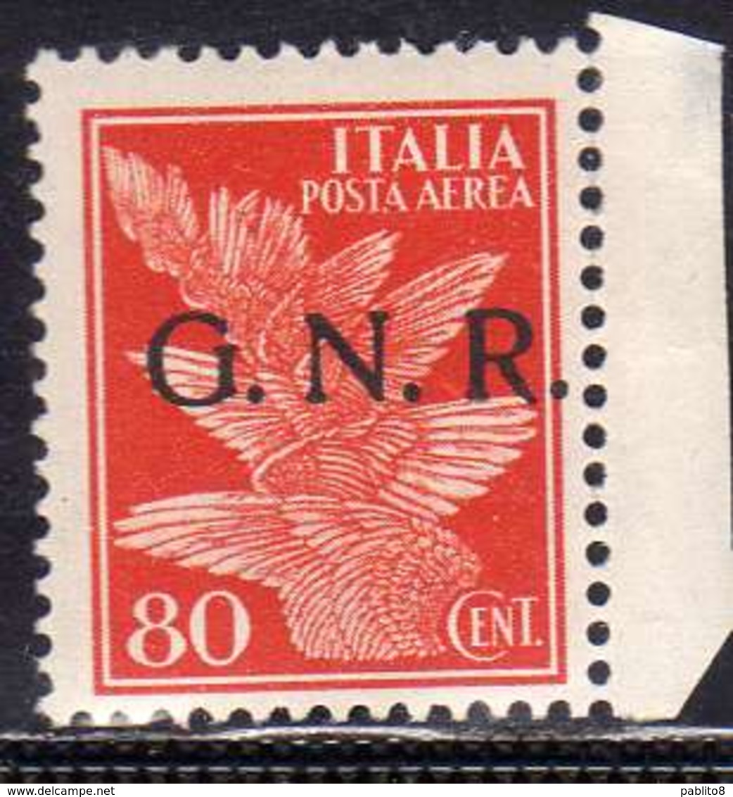 ITALI REGNO ITALY KINGDOM 1944 REPUBBLICA SOCIALE ITALIANA RSI GNR BRESCIA POSTA AEREA AIRMAIL 80c MNH FIRMATO SIGNED - Luchtpost