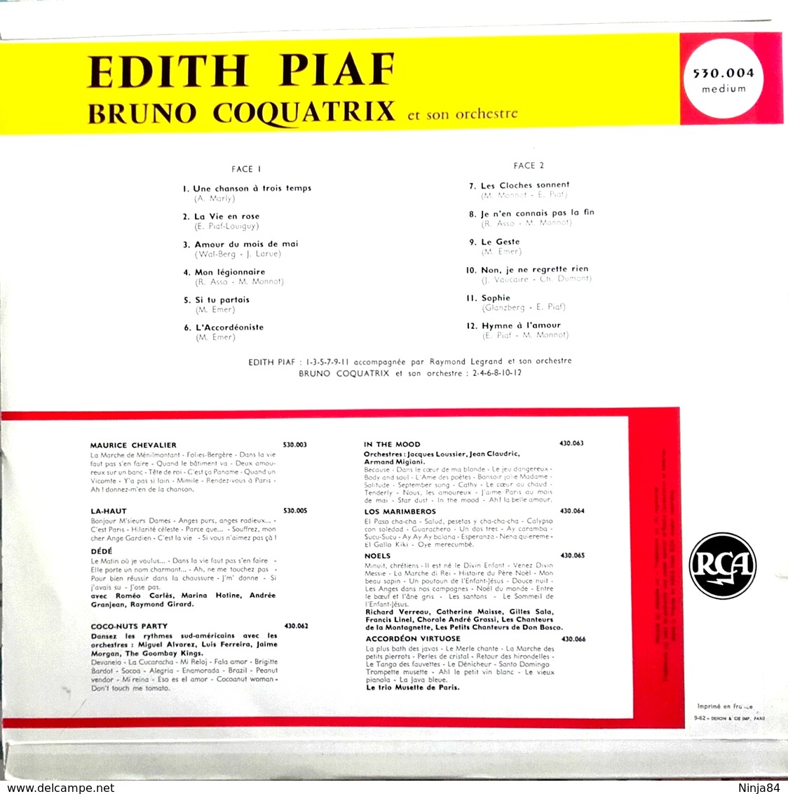 LP 33 RPM (12")  Edith Piaf / Bruno Coquatrix   "  Une Chanson à Trois Temps  " - Other - French Music