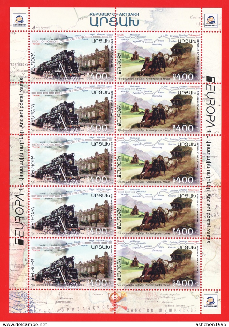 Armenien / Armenie / Armenia / Karabakh 2020, EUROPA CEPT, Ancient Postal Routes, MS - MNH - Armenien