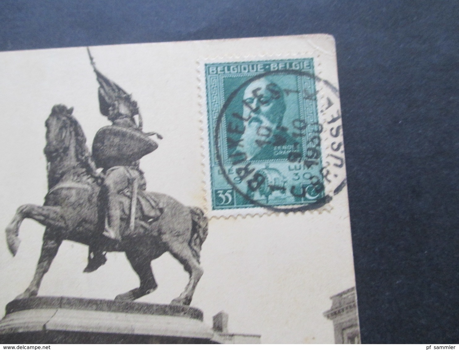 Belgien 1930 Bildseitig Frankierte AK Bruxelles Statue De Godefroid De Bouillen Nach Jugoslawien Gesendet! - Storia Postale