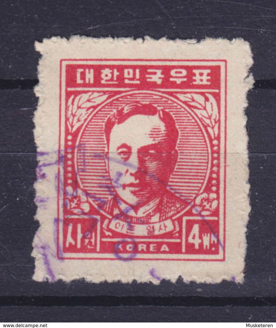 South Korea 1948 Mi. 42     4 W Li Jun Purple Cancel !! - Korea (Süd-)