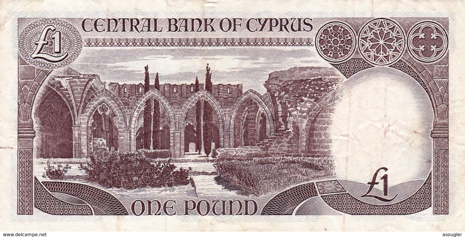 CYPRUS (GREECE) 1 POUND 1987 F-VF P-53a  "free Shipping Via Regular Air Mail (buyer Risk)" - Cyprus