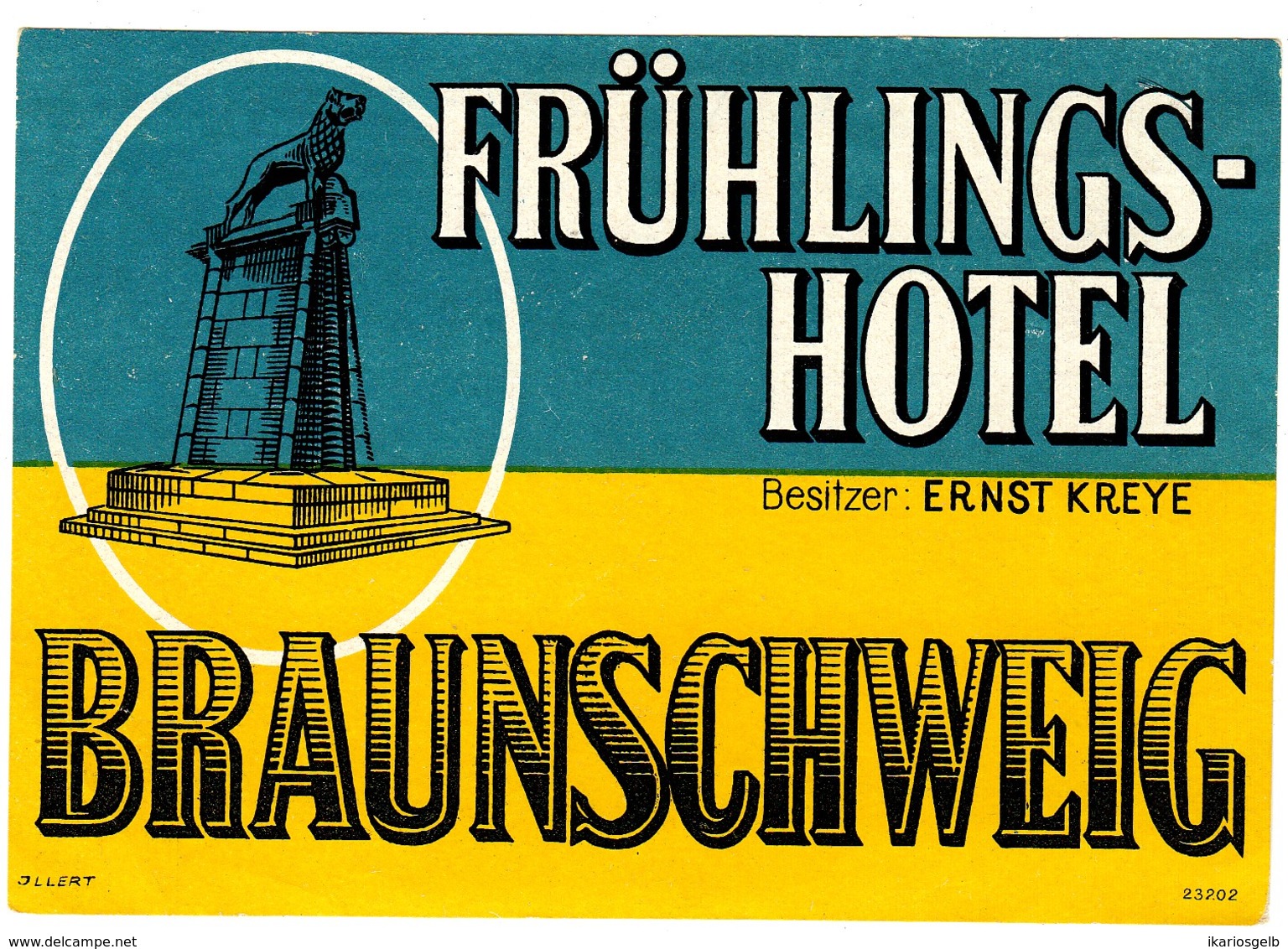 Hotelaufkleber Etiquette Pour Valise "Braunschweig Frühlingshotel Kreye" Kofferaufkleber Luggage Label Adesivi Per Hotel - Hotelaufkleber