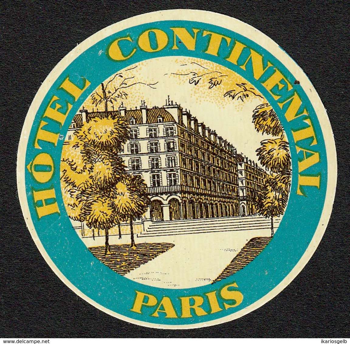 Hotelaufkleber Etiquette Pour Valise " France Paris Hotel Continental " Kofferaufkleber Luggage Label Adesivi Per Hotel - Hotel Labels