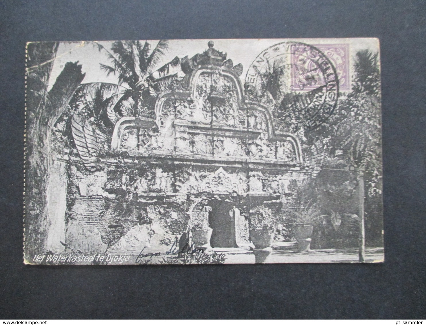 Niederländisch Indien 1933 Ansichtskarte Het Waterkasteel Te Djokja / Alter Tempel. Sonderstempel Nach Jugoslawien Gesen - India Holandeses