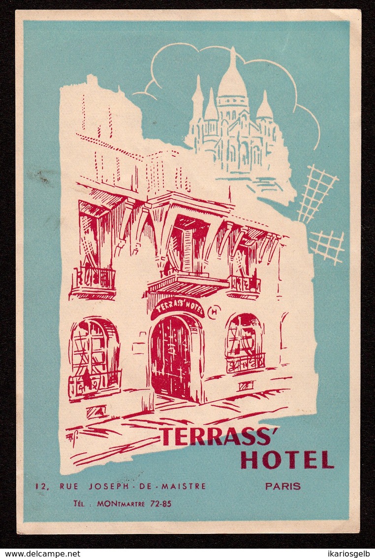 Hotelaufkleber Etiquette Pour Valise " Paris Terrass' Hotel Montparnasse " Luggage Label Adesivi Per Hotel - Etiquetas De Hotel