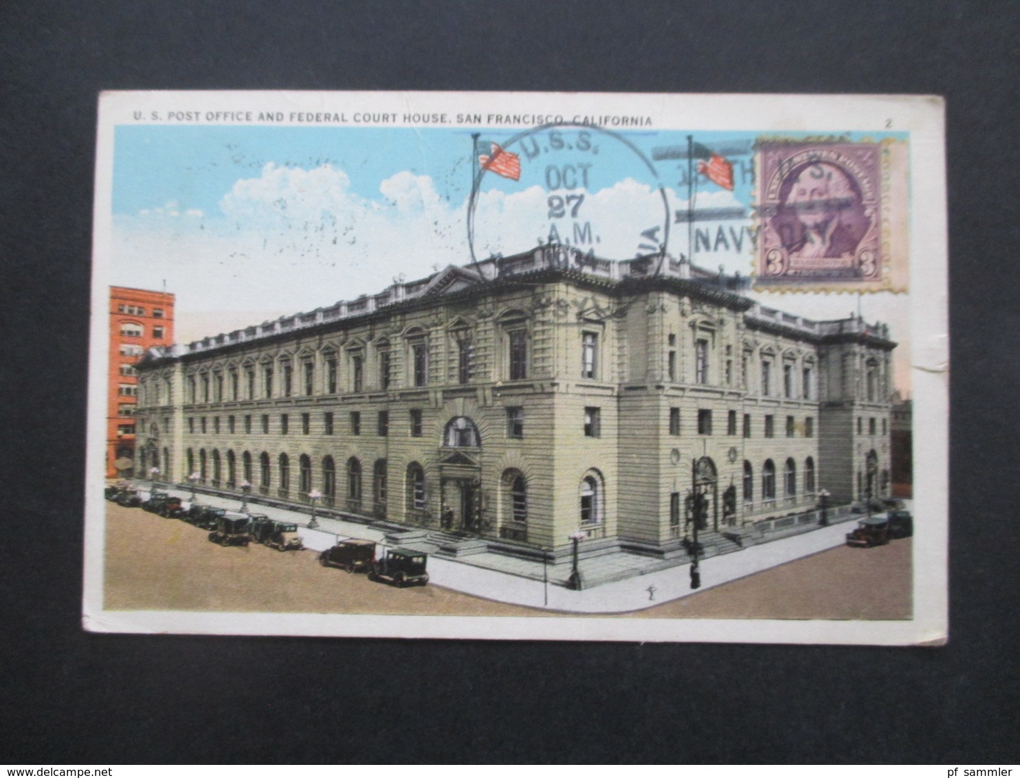 USA 1934 Bildseitig Frankierte AK US Post Office And Federal Court House San Francisco Marke Weatherbird Shoe Gift Stamp - Storia Postale