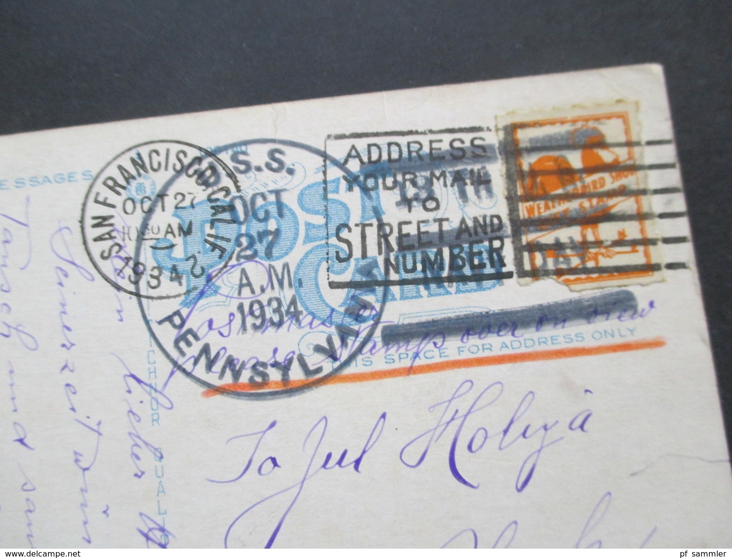 USA 1934 Bildseitig Frankierte AK US Post Office And Federal Court House San Francisco Marke Weatherbird Shoe Gift Stamp - Cartas & Documentos