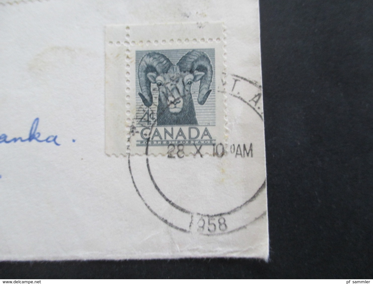 Kanada / Canada 1958 Air Mail Von Huntsville Nach Backa Palanga Jugoslawien Mit 4 Marken / 1x Eckrandstück - Cartas & Documentos