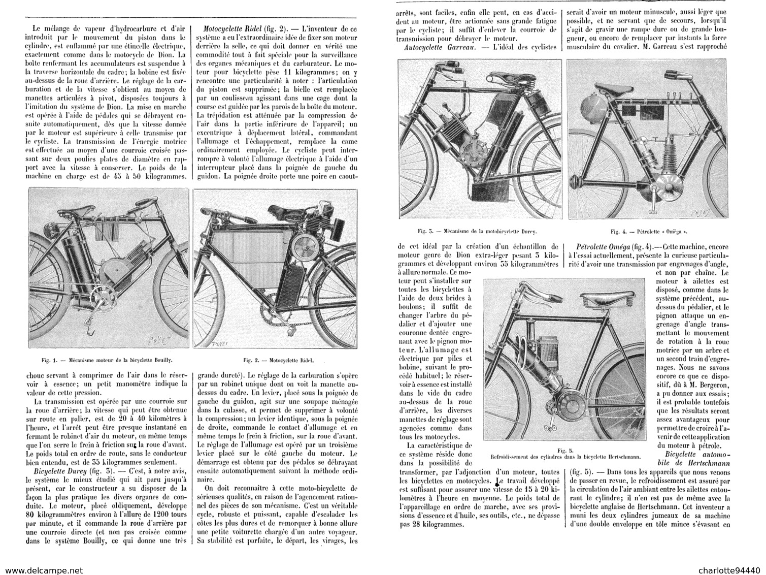 LES BICYCLETTES AUTOMOBILES ( BOUILLY / RIDEL / DUREY / OMEGA / HERTSCHMANN )  1899 - Otros & Sin Clasificación