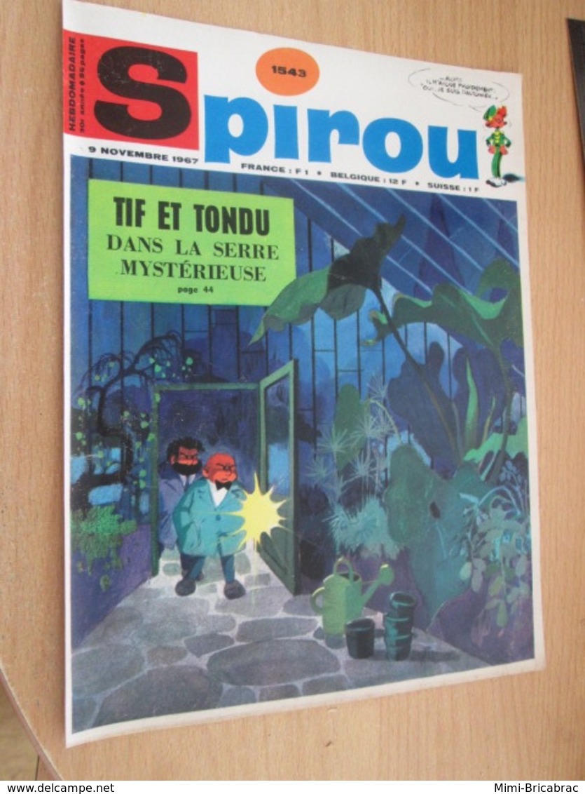 SPITIN20 COUVERTURE DE LA REVUE SPIROU 1543 DE 1967 : TIF ET TONDU Plastifiable Sur Demande - Tif Et Tondu
