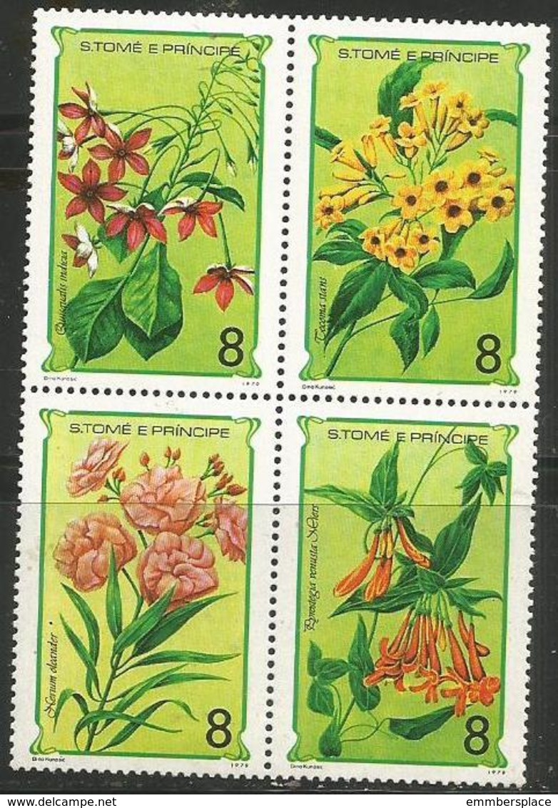 St Thomas & Prince. - 1980 Flowers Block Of 4 MNH ** - São Tomé Und Príncipe