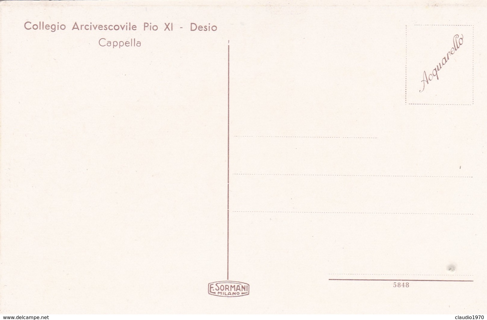 DESIO (MONZA E DELLA BRIANZA) - CARTOLINA - COLLEGIO ARCIVESCOVILE PIO XI - CAPPELLA - Monza