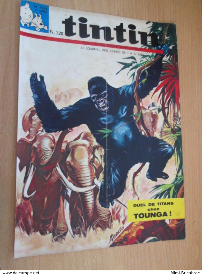 SPITIN20 COUVERTURE DE LA REVUE TINTIN 1101 Années 60 : TOUNGA GORILLE  Plastifiable Sur Demande - Cubitus