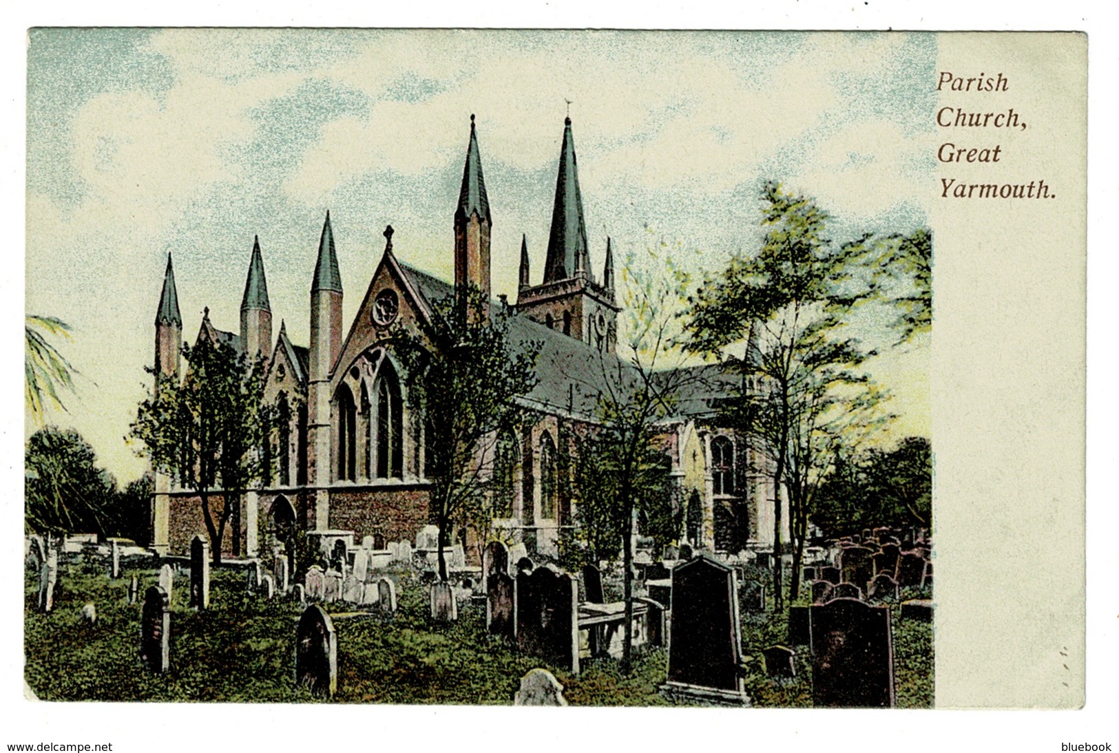 Ref 1362 - Early Postcard - Great Yarmouth Parish Church & Graveyard - Norfolk - Great Yarmouth