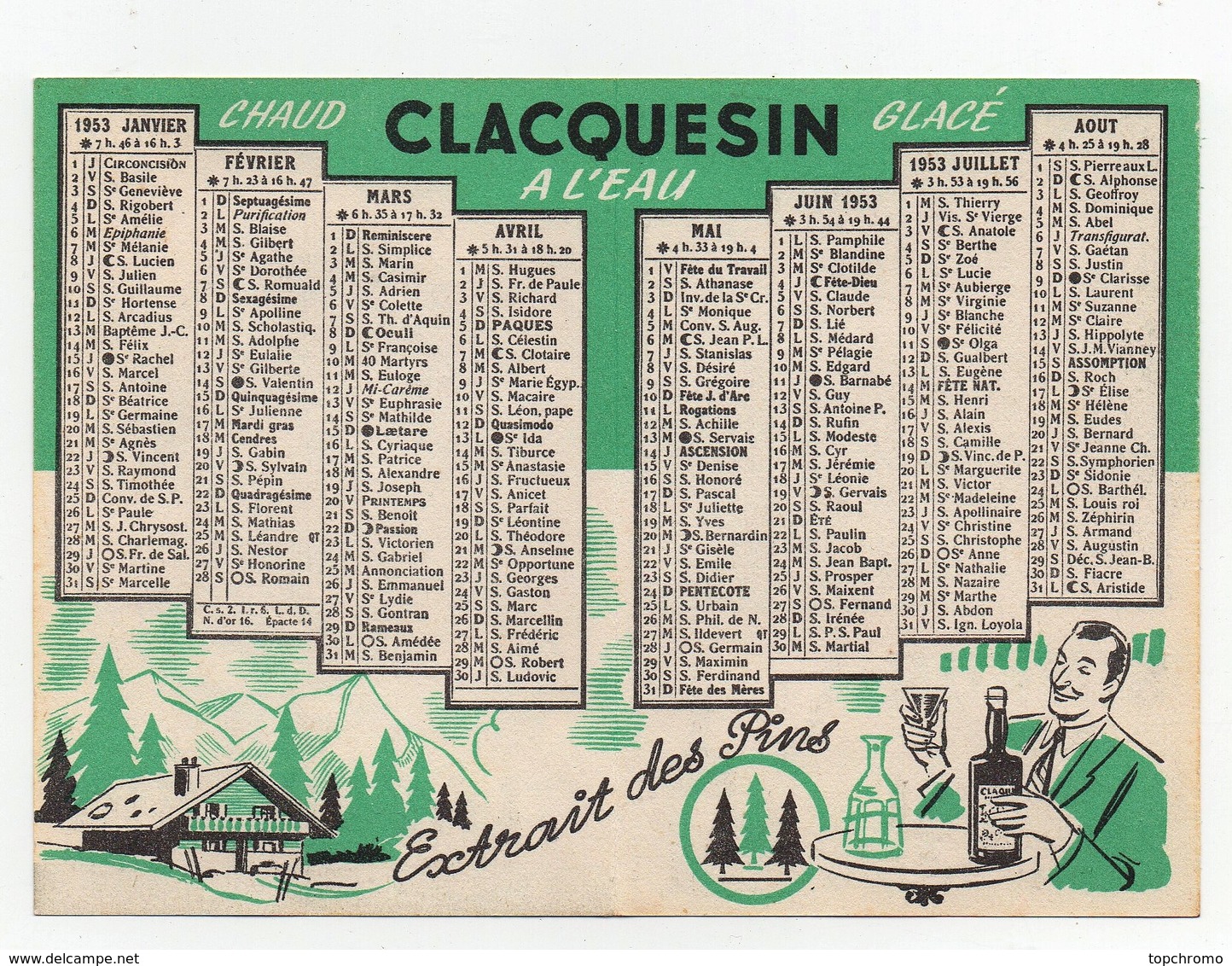 Calendrier De Poche Clacquesin Sinkor Apéritif Au Quinquina Femme - Kleinformat : 1941-60