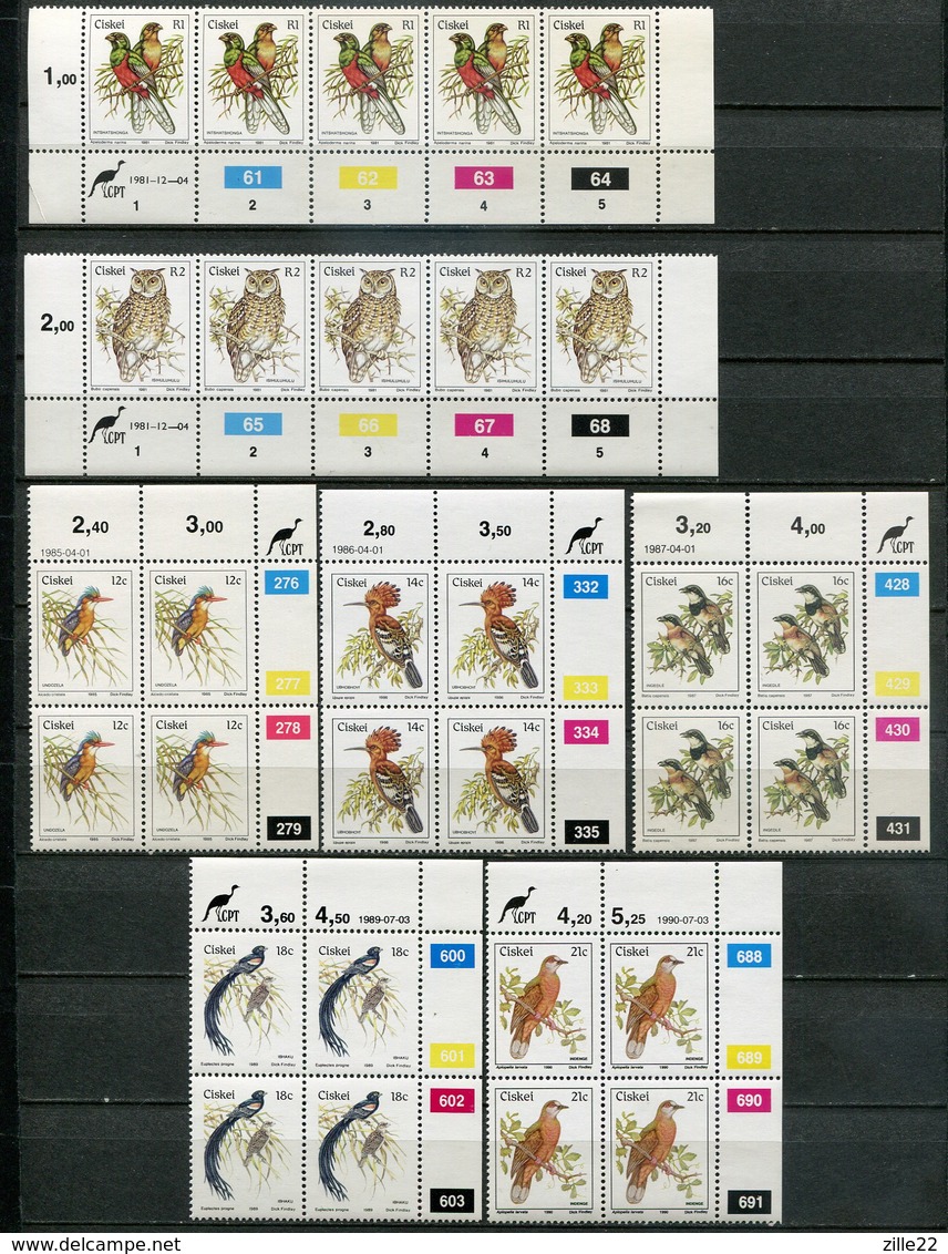 Ciskei Mi# 5-21, 56, 74, 97, 114, 157, 174 Zylinderstreifen Und -blöcke Postfrisch/MNH Controls - Fauna Birds - Ciskei