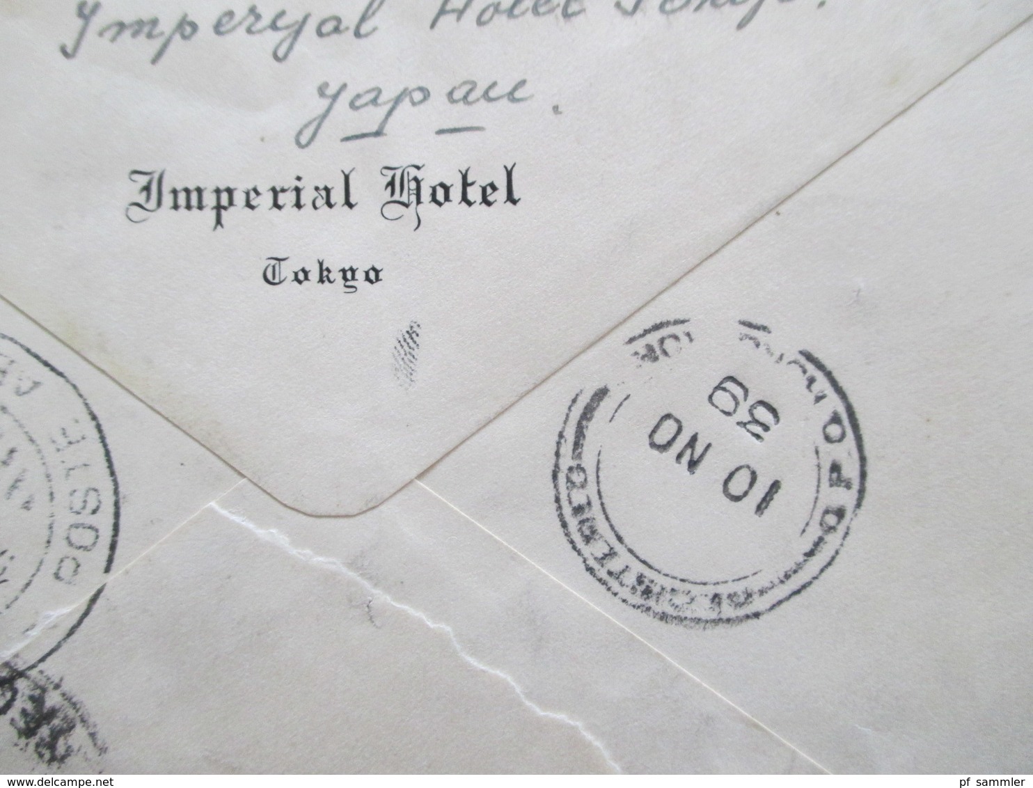 Japan Air Mail Einscheiben Umschlag Imperial Hotel Tokyo nach beograd via Hongkong und Athinai Poste Aerienne