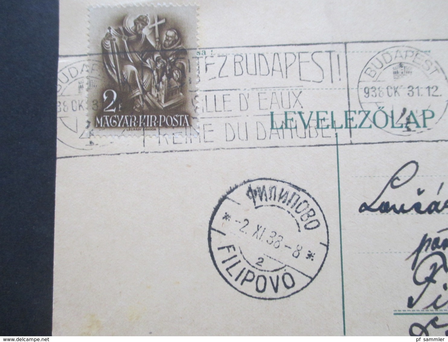 Ungarn 31.12.1938 Postkarte 900. Todestag Des Hl. Stephan MiF Nach Filipovo Jugoslawien - Brieven En Documenten