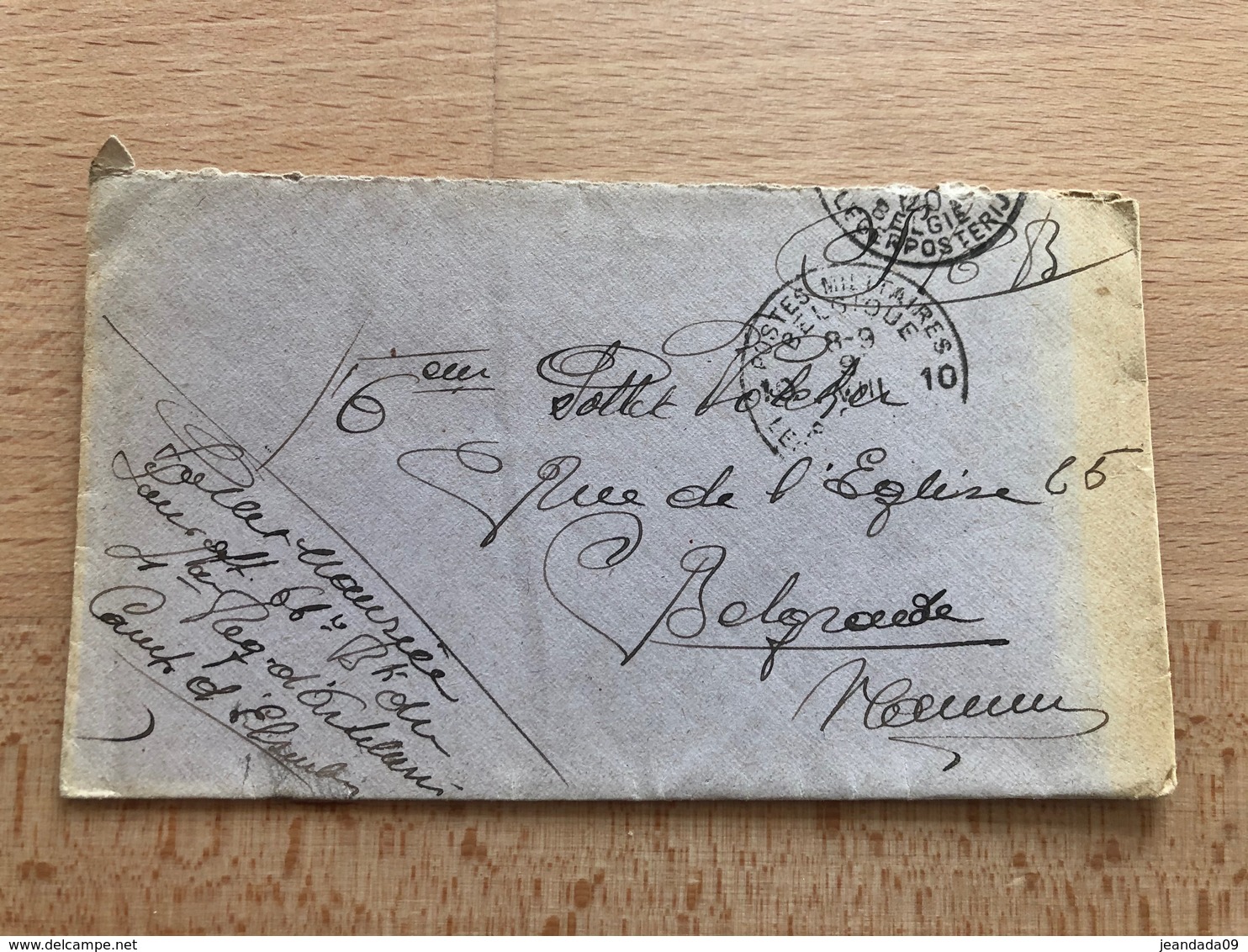 Enveloppe Vide En Franchise Militaire SMB Postes Militaires 10 Le 9 Aout 1920 Cachet D'arrivée De Belgrade (Namur) - Franchise