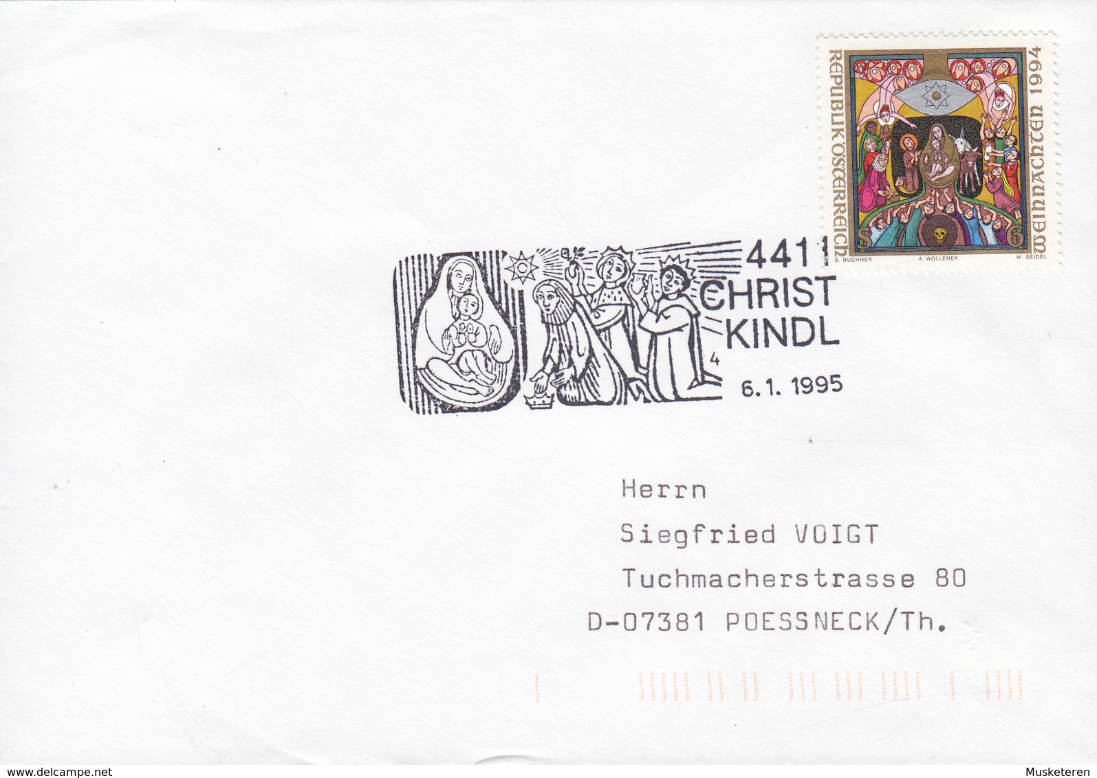 Austria CHRISTKINDL 6.1.1995 Cover Brief POESSNECK Pößneck Germany - Briefe U. Dokumente